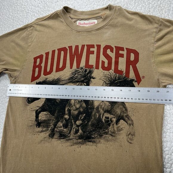 Budweiser Horse Print Brown Graphic T-Shirt Sz S Western Rodeo Cowboy Americana - Picture 6 of 7